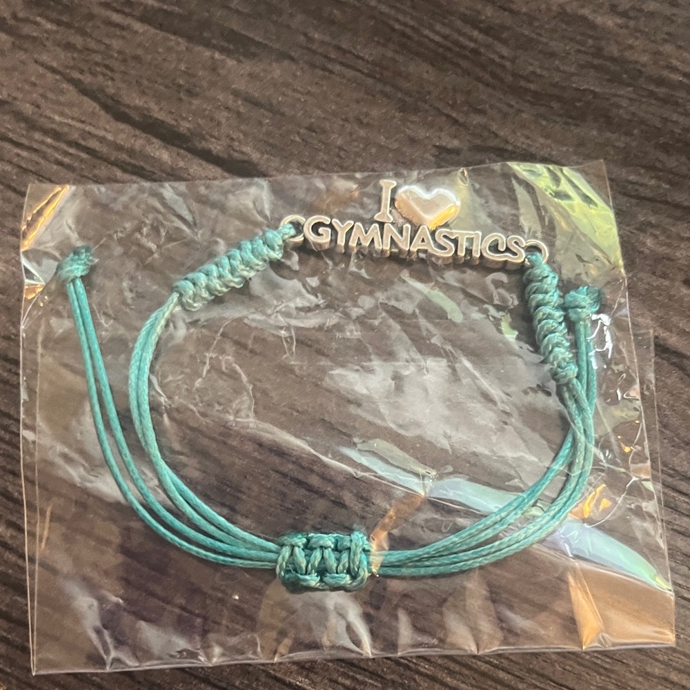 I 💖 Gymnastics Robin's Egg Blue Pull String Bracelet